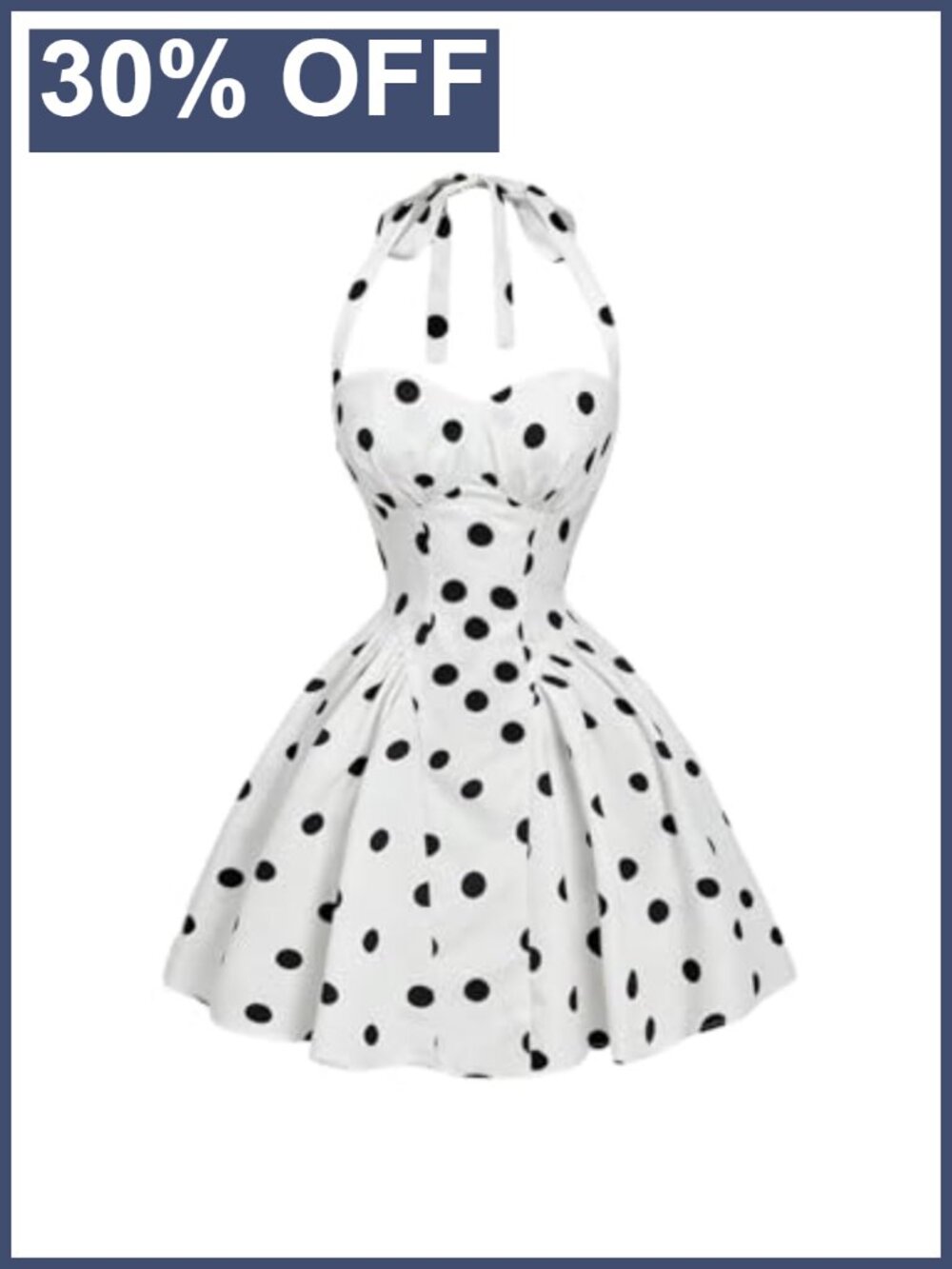 Vintage Halter Swing Dress with Polka Dots - Fit and Flare Sleeveless Summer